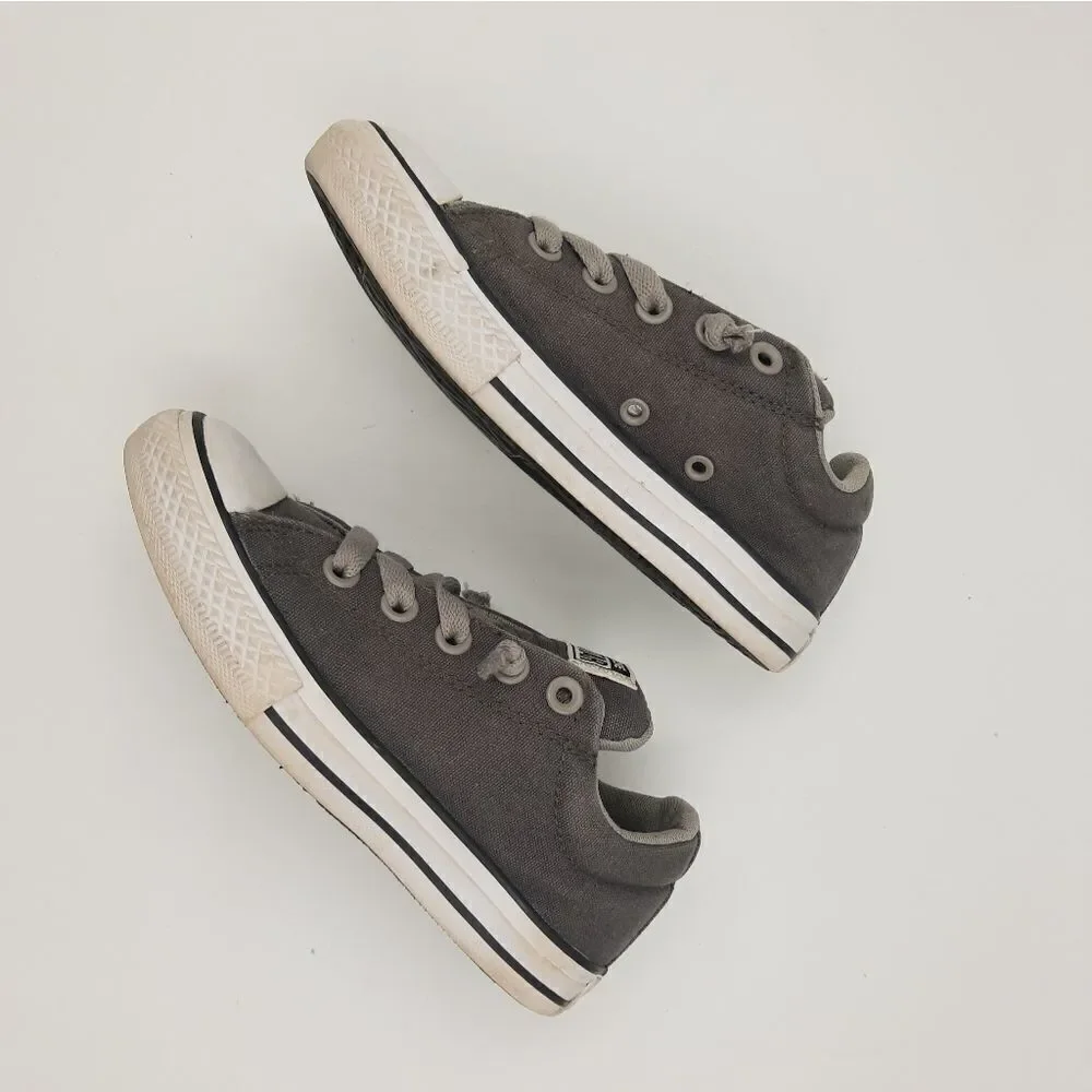 Converse All Star Junior Sz 1 Low Top Sneakers Gray Padded Lace Up Chuck…